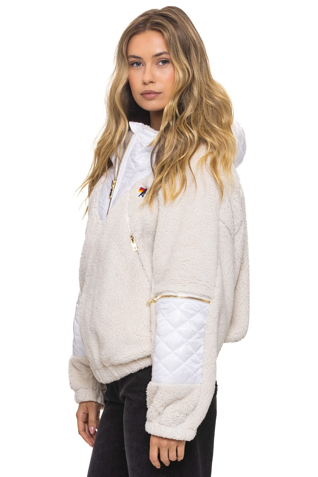 Classic TEDDY UNISEX OVERSIZED HOODED FULL ZIP JACKET - VINTAGE WHITE