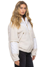 Classic TEDDY UNISEX OVERSIZED HOODED FULL ZIP JACKET - VINTAGE WHITE