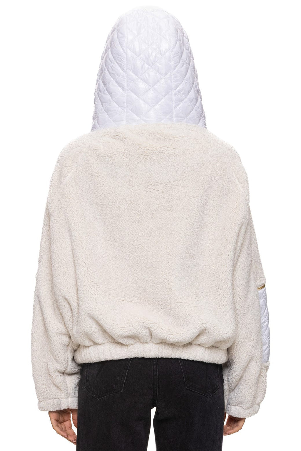 Classic TEDDY UNISEX OVERSIZED HOODED FULL ZIP JACKET - VINTAGE WHITE