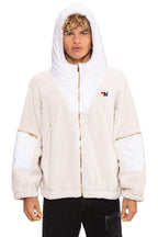 Classic TEDDY UNISEX OVERSIZED HOODED FULL ZIP JACKET - VINTAGE WHITE
