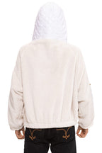 Classic TEDDY UNISEX OVERSIZED HOODED FULL ZIP JACKET - VINTAGE WHITE
