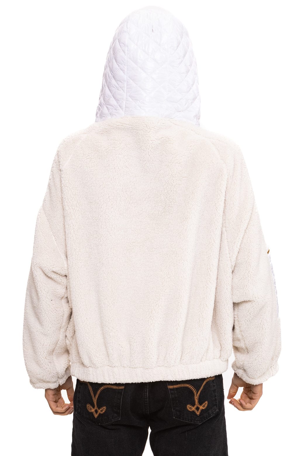 Classic TEDDY UNISEX OVERSIZED HOODED FULL ZIP JACKET - VINTAGE WHITE