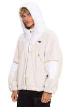 Classic TEDDY UNISEX OVERSIZED HOODED FULL ZIP JACKET - VINTAGE WHITE