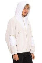 Classic TEDDY UNISEX OVERSIZED HOODED FULL ZIP JACKET - VINTAGE WHITE