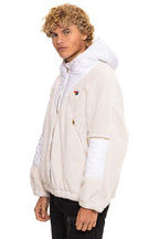 Classic TEDDY UNISEX OVERSIZED HOODED FULL ZIP JACKET - VINTAGE WHITE