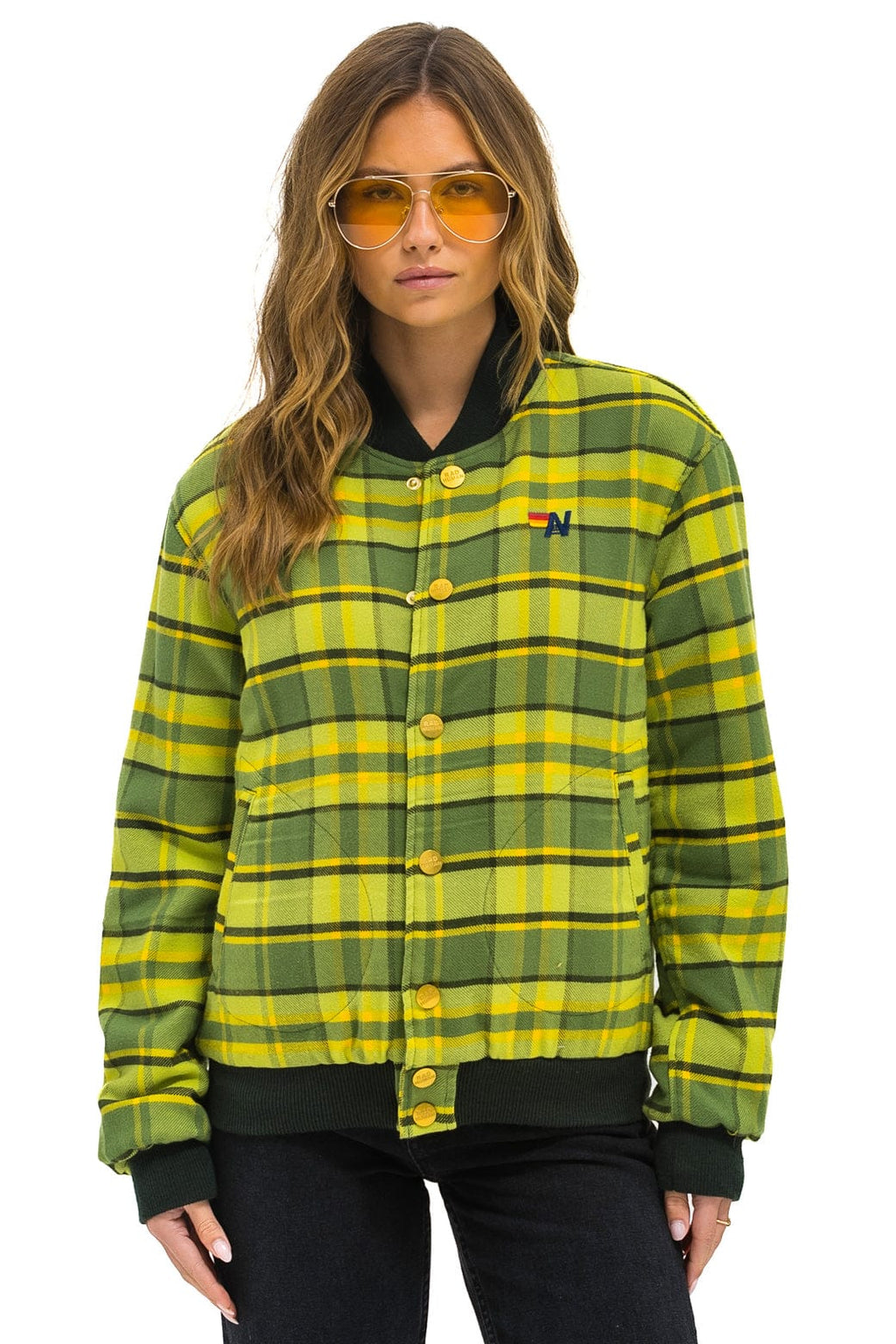 Classic PLAID UNISEX VARSITY JACKET - AVOCADO PLAID