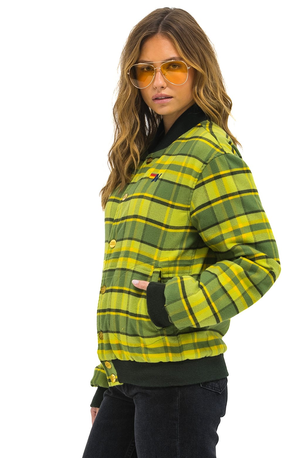 Classic PLAID UNISEX VARSITY JACKET - AVOCADO PLAID