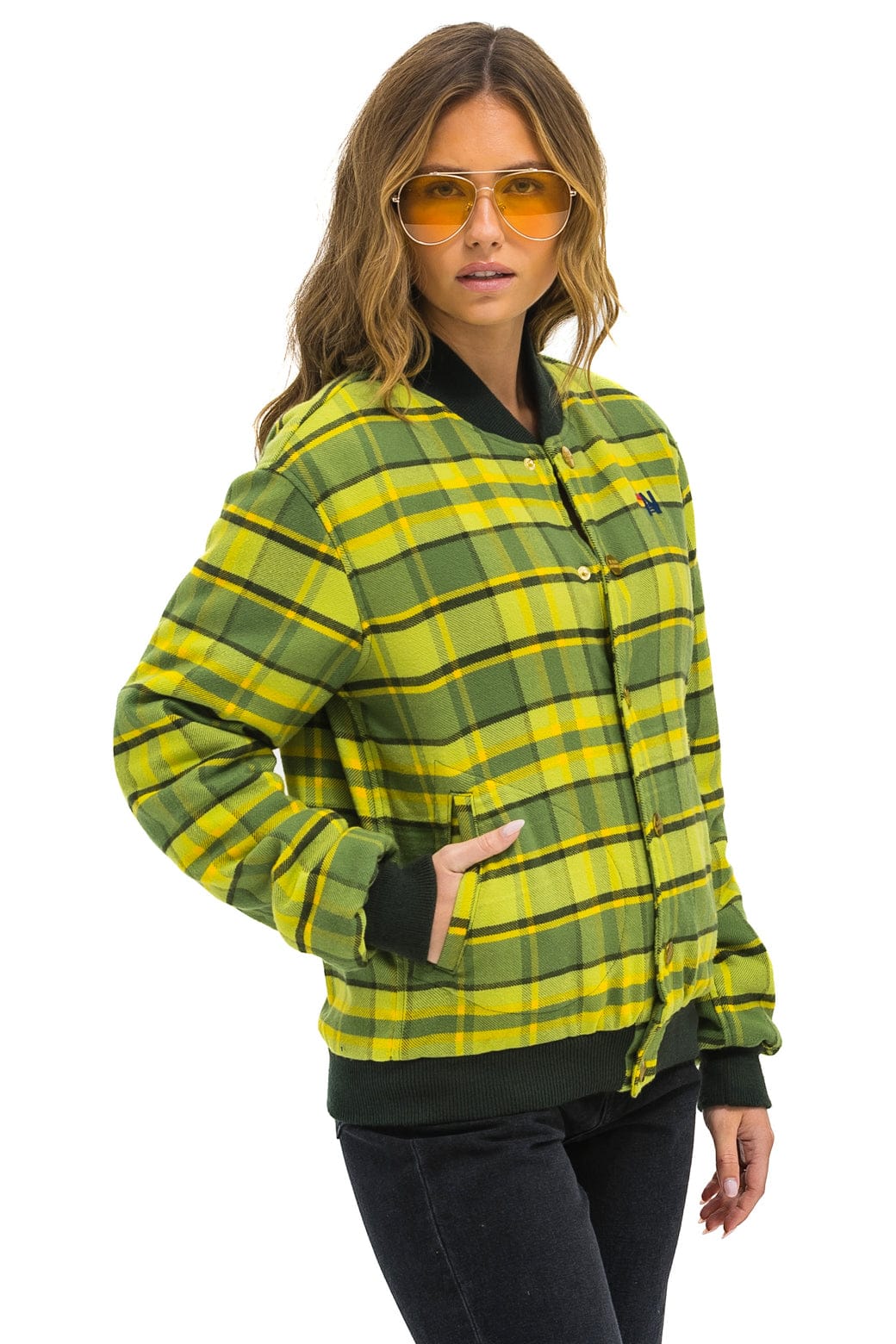 Classic PLAID UNISEX VARSITY JACKET - AVOCADO PLAID