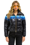 Classic 5 STRIPE APRES JACKET - GLOSSY BLACK BLUE STRIPES