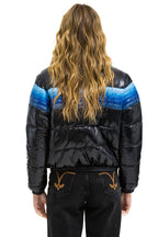 Classic 5 STRIPE APRES JACKET - GLOSSY BLACK BLUE STRIPES