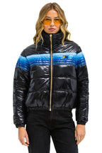 Classic 5 STRIPE APRES JACKET - GLOSSY BLACK BLUE STRIPES