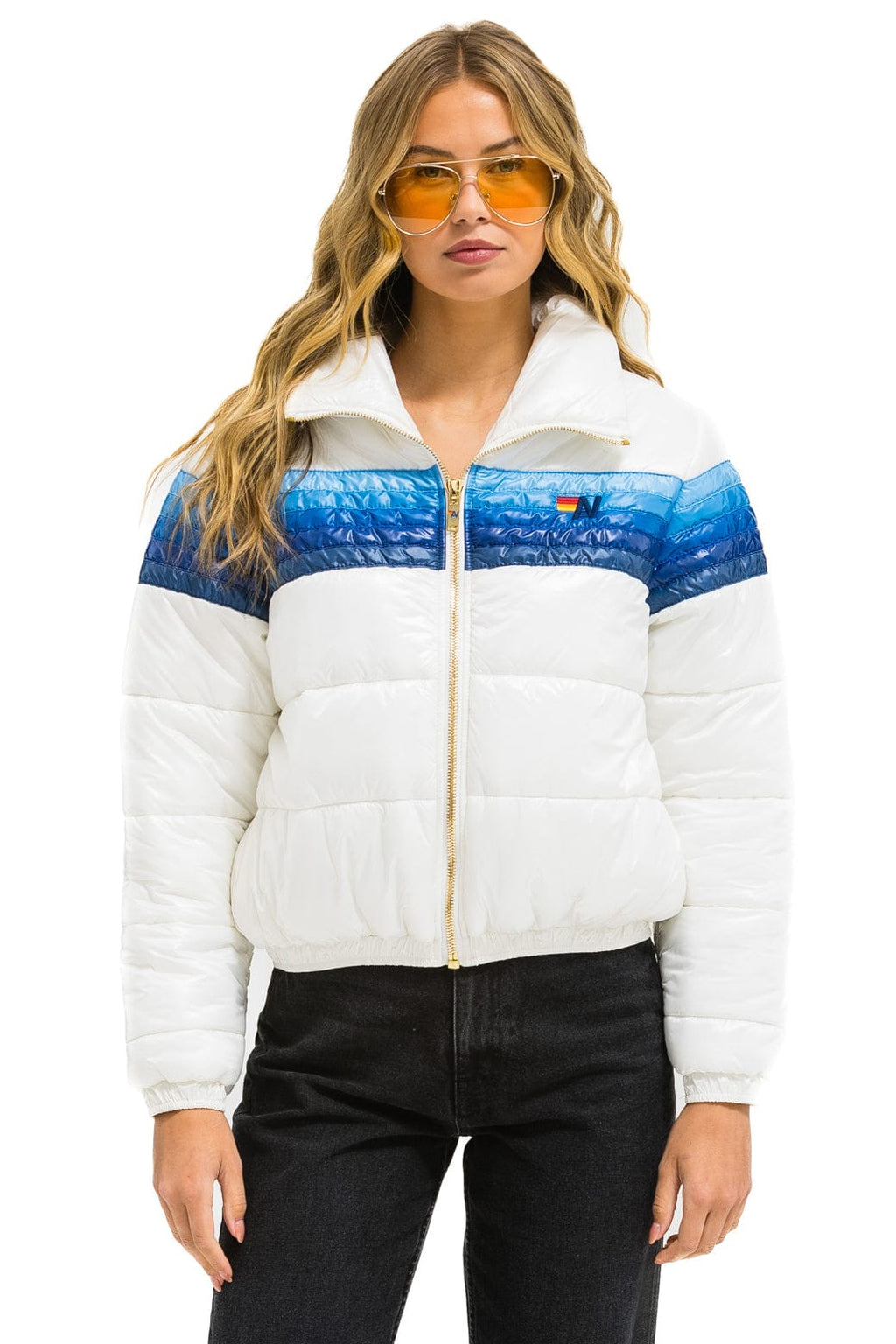 Classic 5 STRIPE APRES JACKET - GLOSSY WHITE BLUE STRIPES