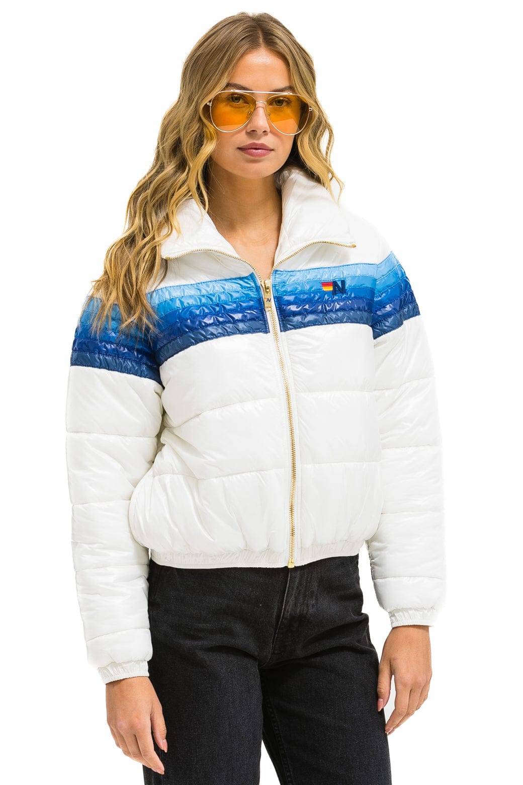 Classic 5 STRIPE APRES JACKET - GLOSSY WHITE BLUE STRIPES