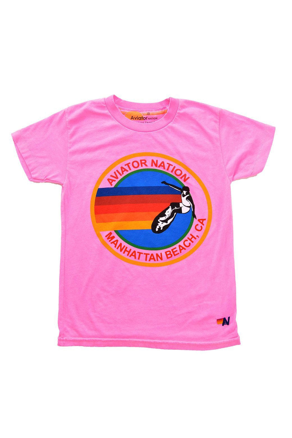 Classic KIDS AVIATOR NATION MANHATTAN BEACH TEE - NEON PINK