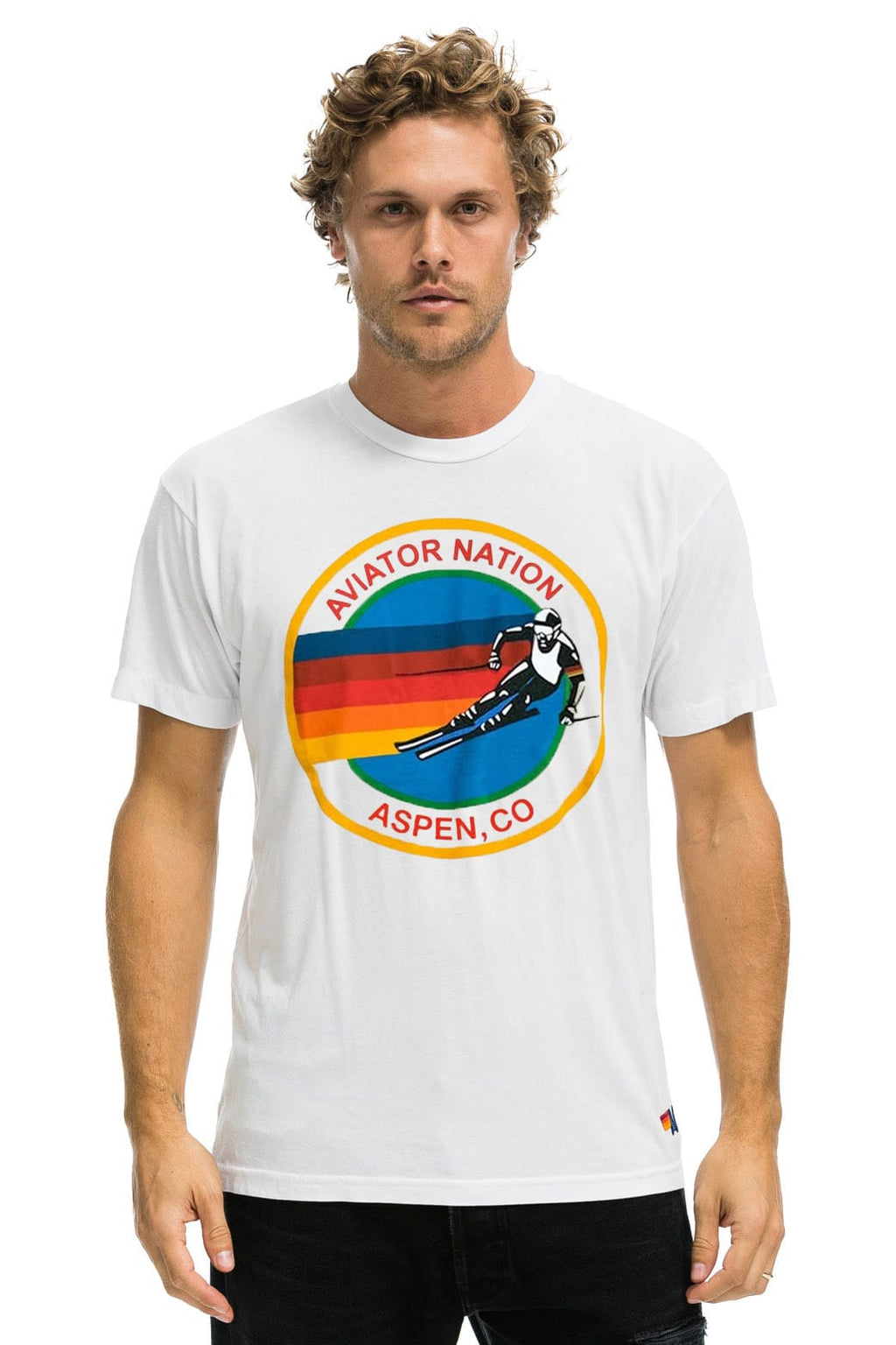 Classic AVIATOR NATION ASPEN CREW TEE SHIRT - WHITE