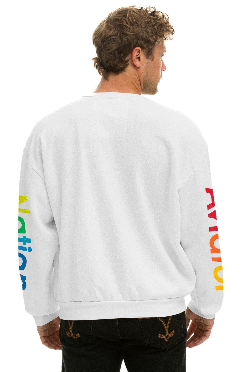 Classic AVIATOR NATION AUSTIN CREW SWEATSHIRT - WHITE