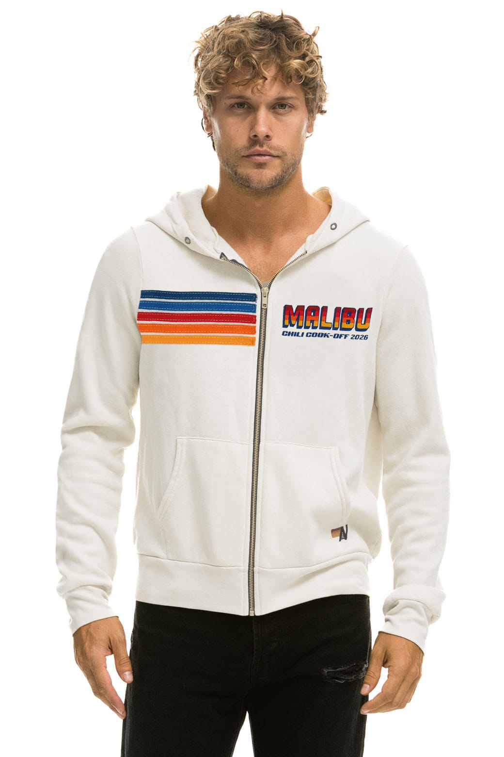Classic MALIBU CHILI COOK-OFF 2026 ZIP HOODIE - VINTAGE WHITE