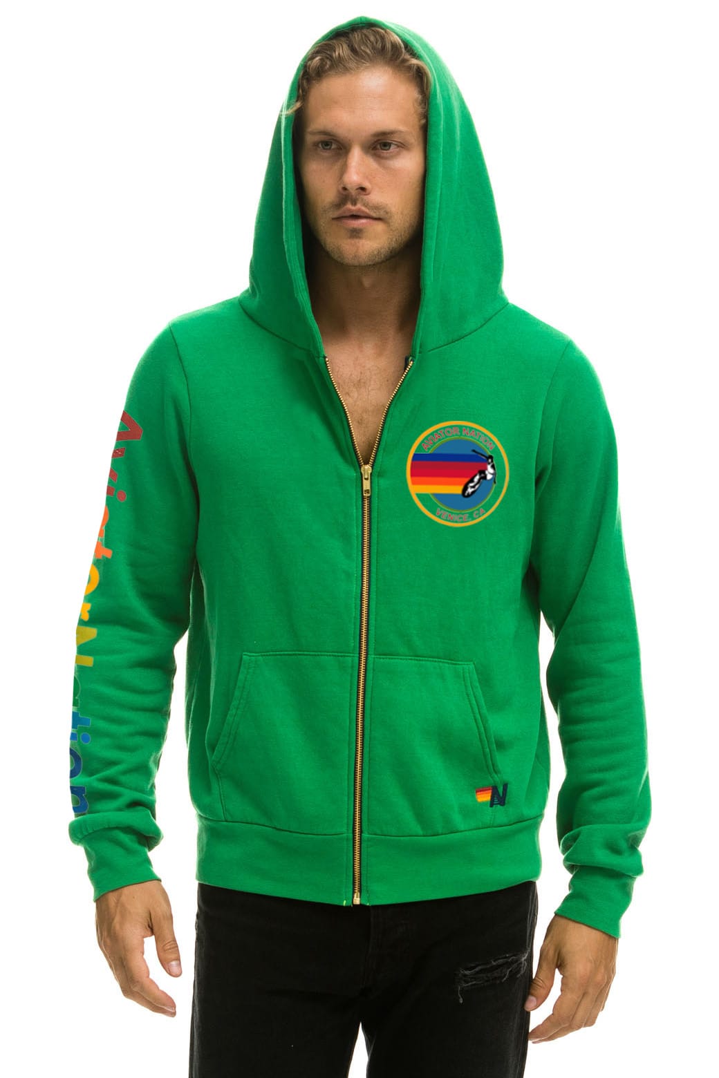 Classic AVIATOR NATION VENICE ZIP HOODIE - KELLY GREEN
