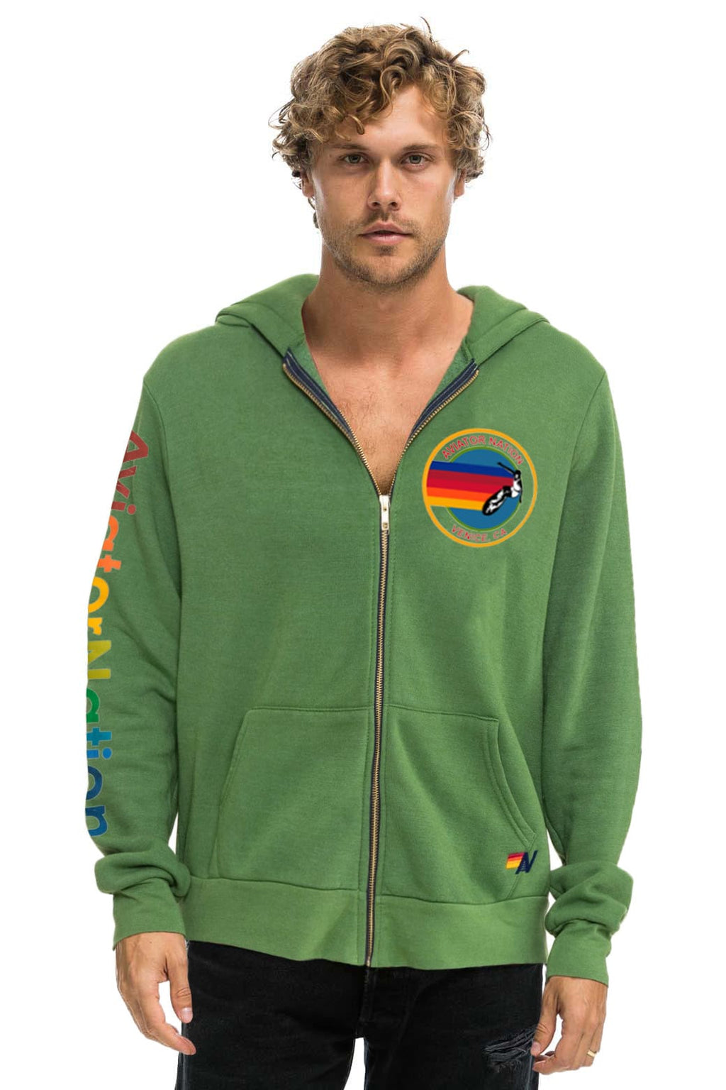 Classic AVIATOR NATION VENICE ZIP HOODIE - PALM