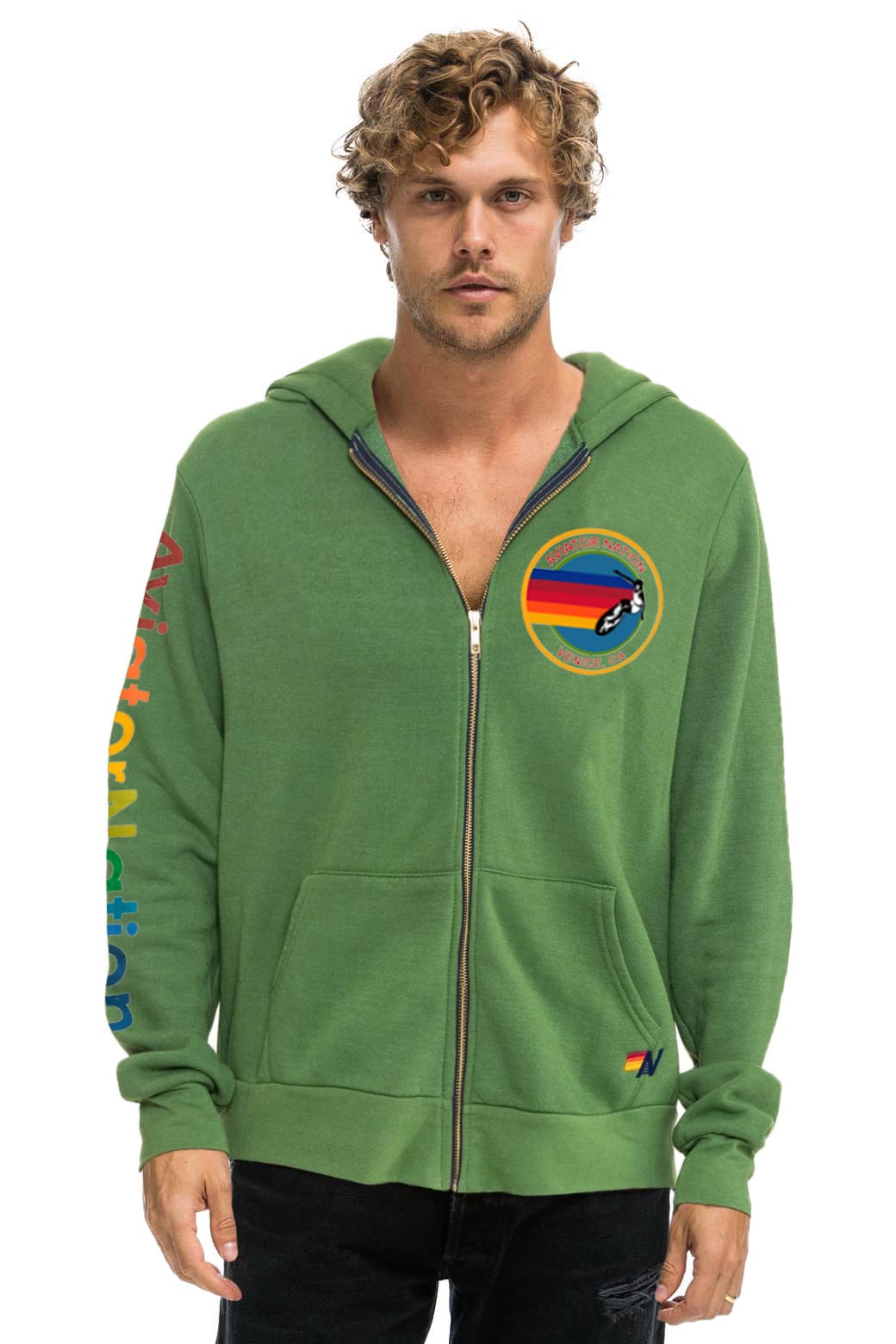 Classic AVIATOR NATION VENICE ZIP HOODIE - PALM