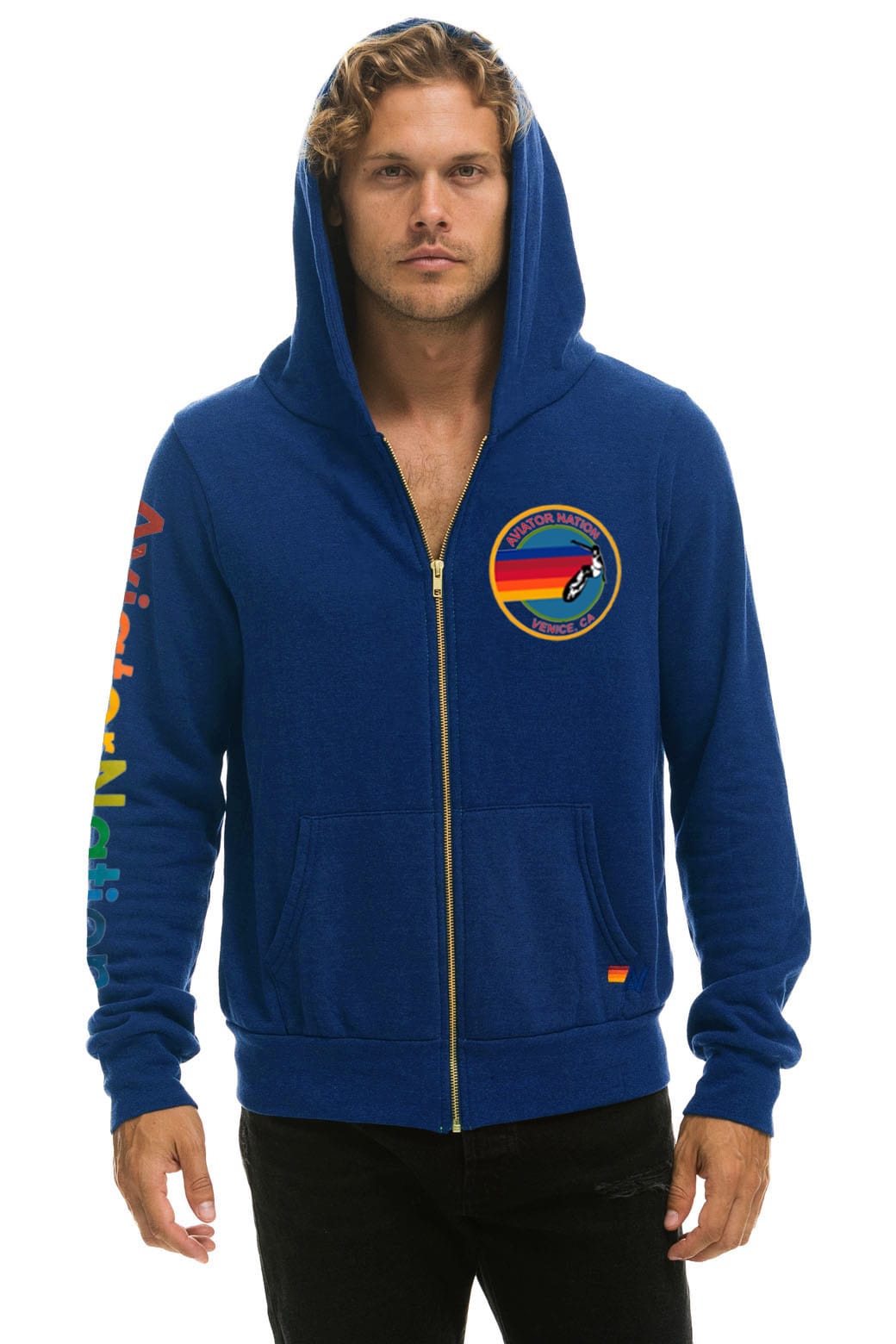Classic AVIATOR NATION VENICE ZIP HOODIE - ROYAL
