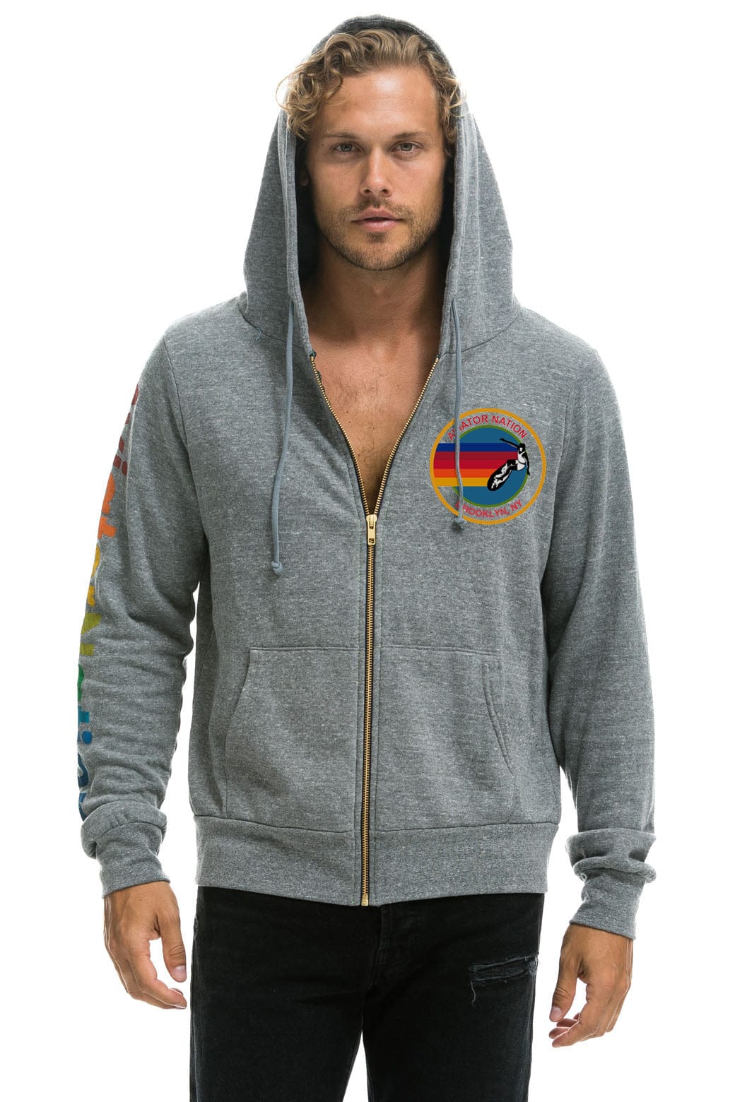 Classic AVIATOR NATION BROOKLYN HOODIE - HEATHER GREY