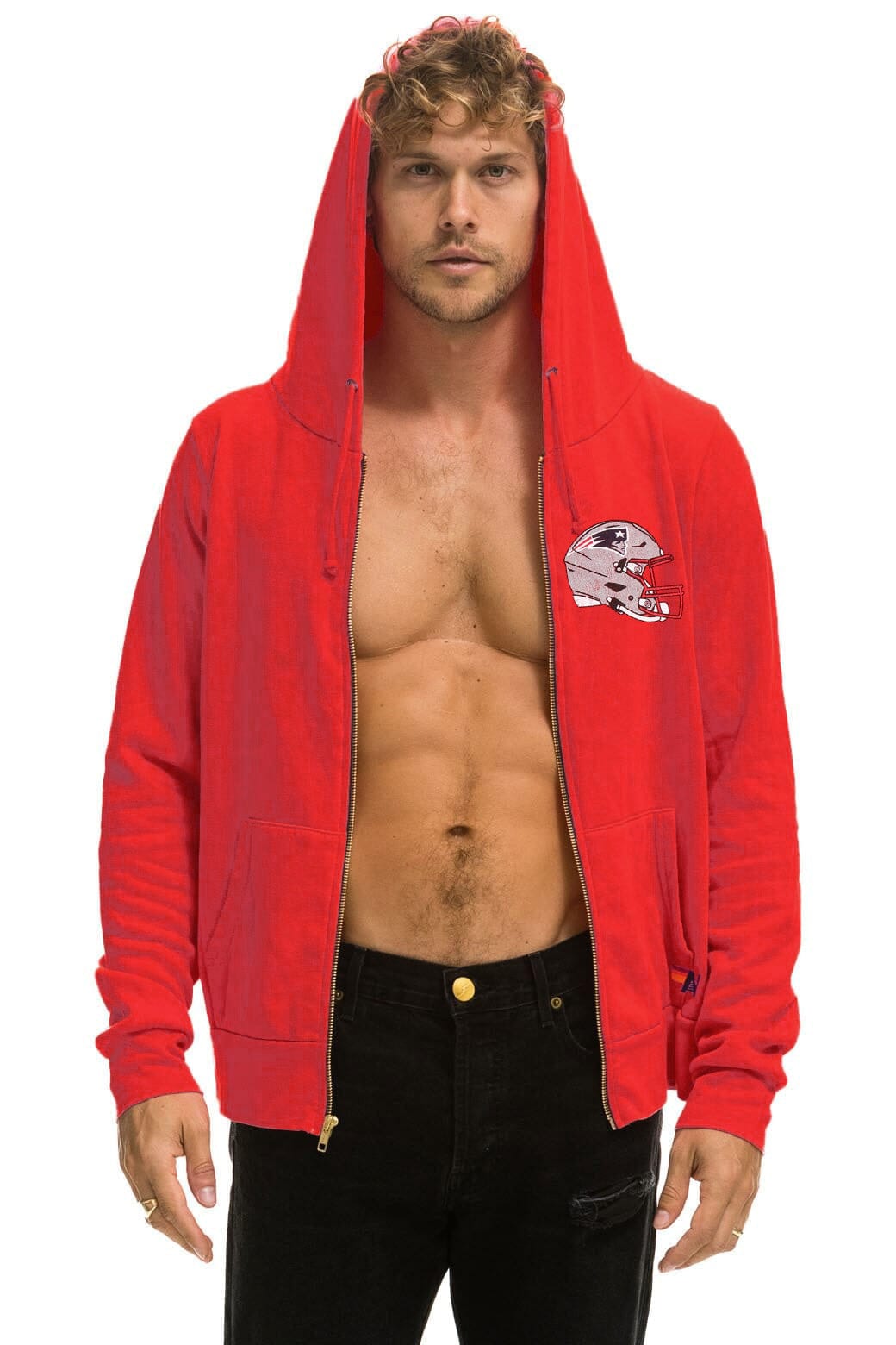 Classic NEW ENGLAND PATRIOTS HELMET ZIP HOODIE - FLASH RED