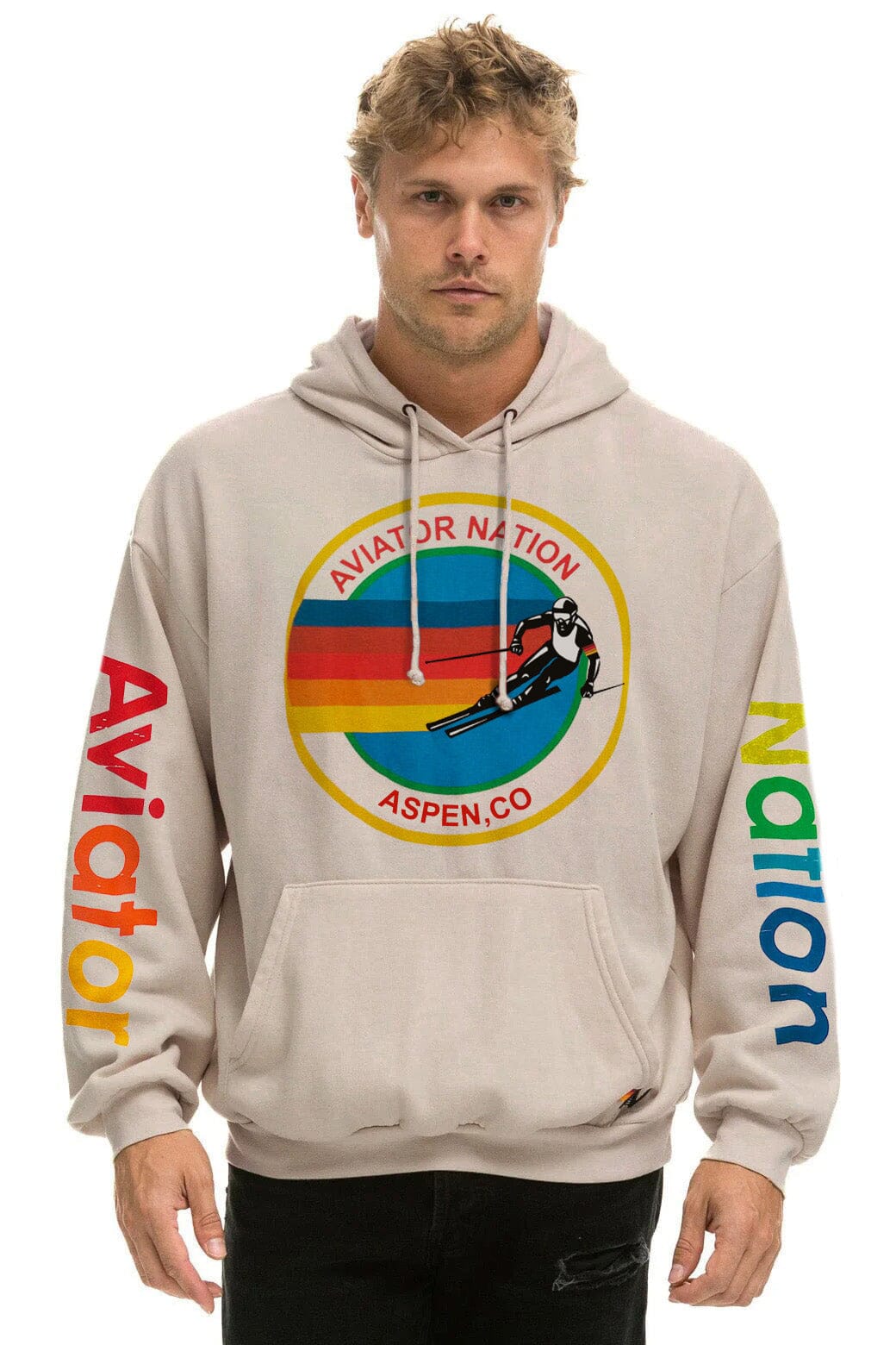 Classic AVIATOR NATION ASPEN RELAXED PULLOVER HOODIE - SAND