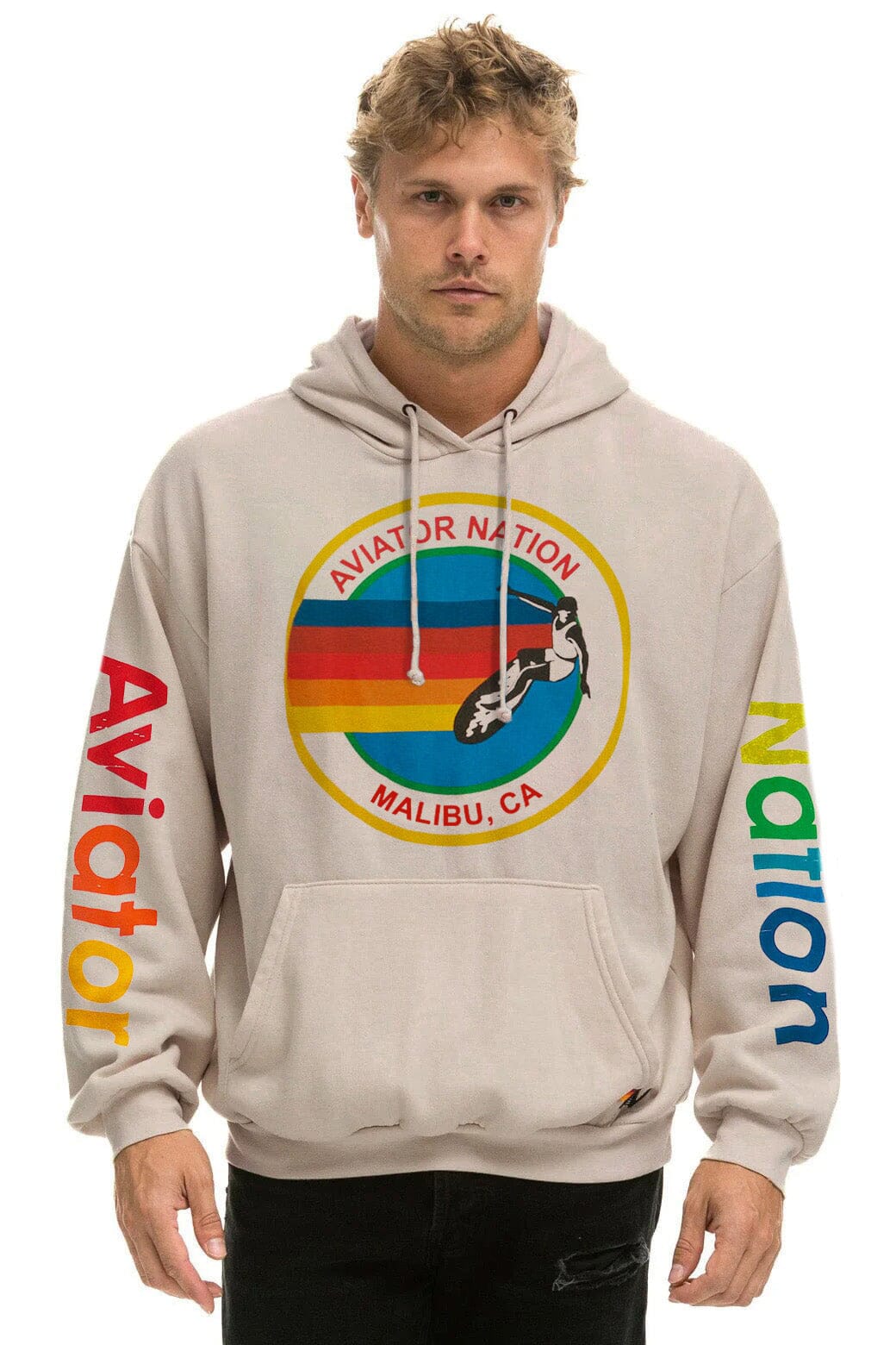 Classic AVIATOR NATION MALIBU RELAXED PULLOVER HOODIE - SAND