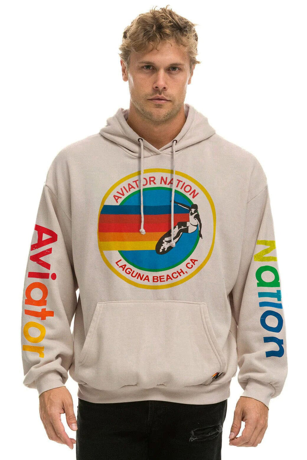 Classic AVIATOR NATION LAGUNA BEACH RELAXED PULLOVER HOODIE - SAND