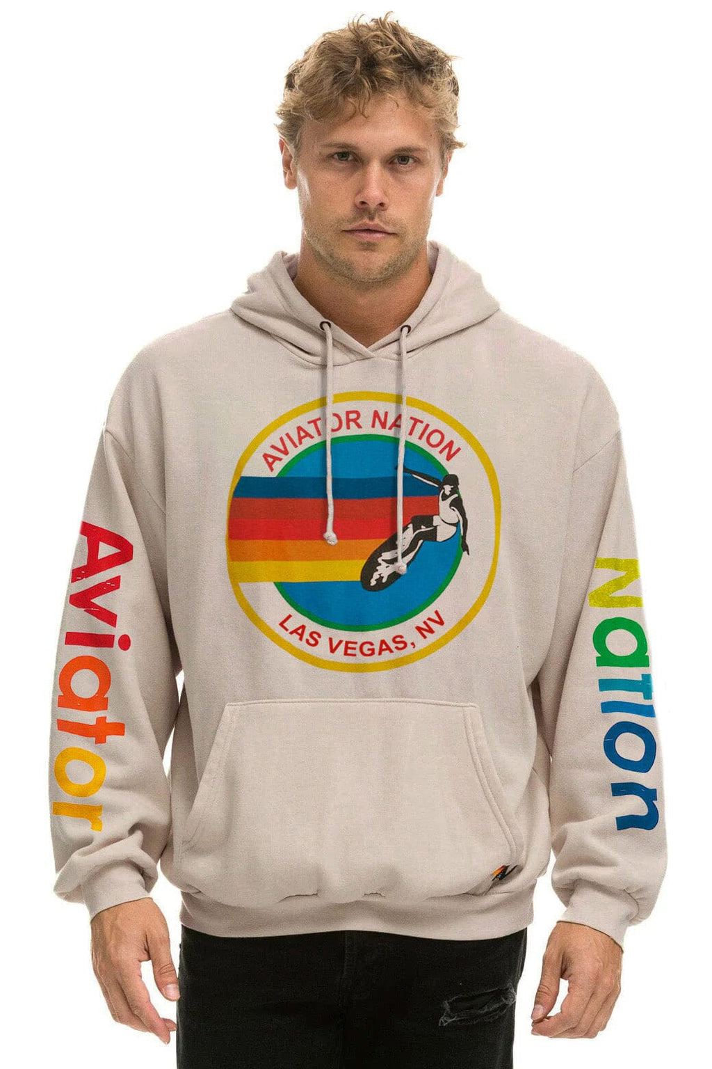Classic AVIATOR NATION LAS VEGAS RELAXED PULLOVER HOODIE - SAND