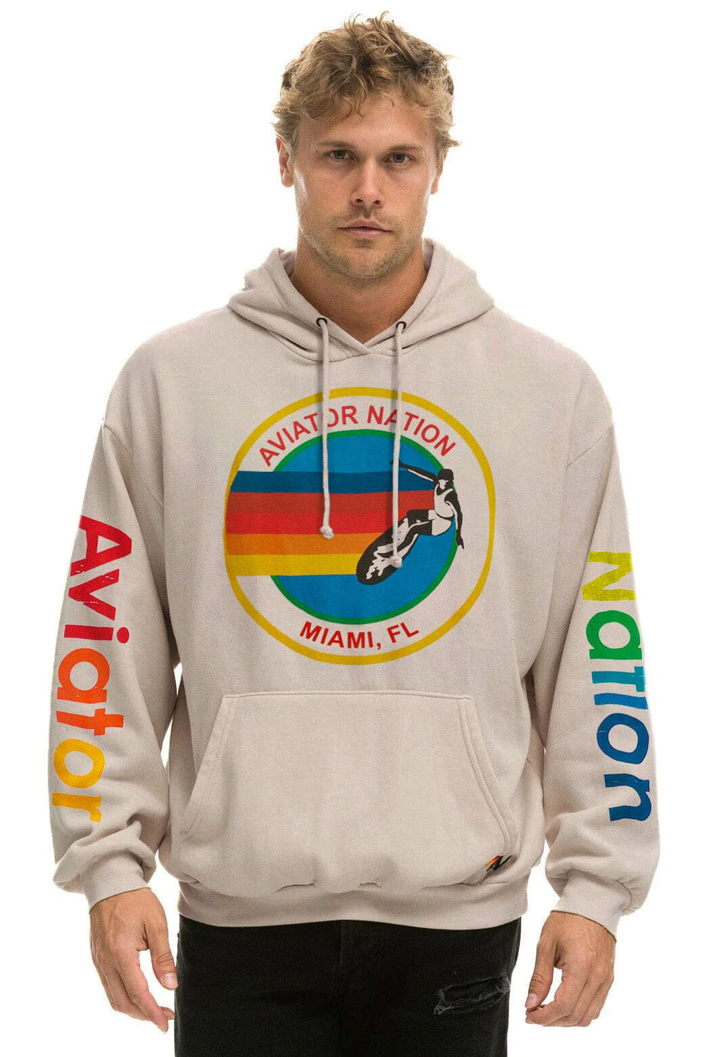 Classic AVIATOR NATION MIAMI RELAXED PULLOVER HOODIE - SAND