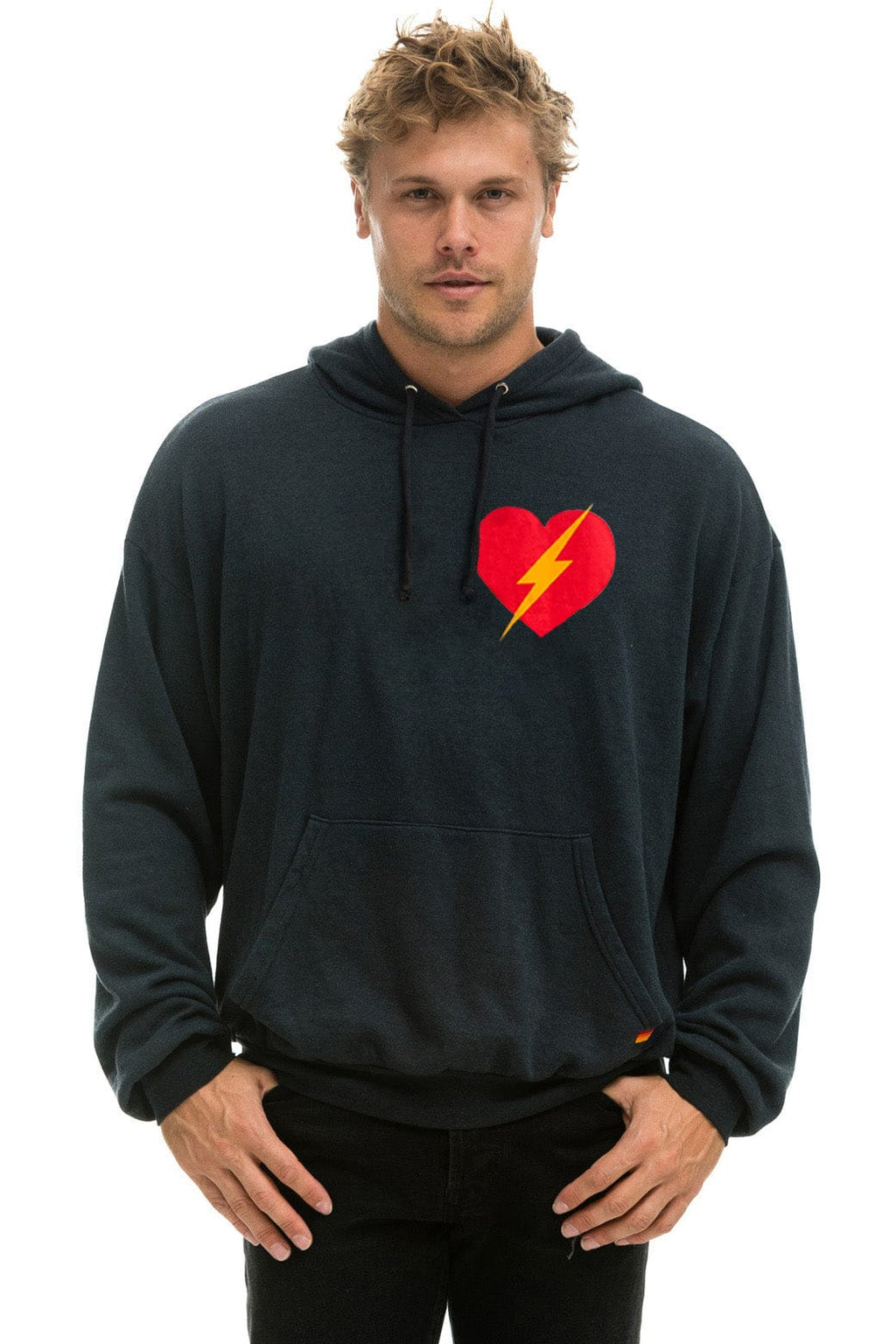 Classic BOLT HEART PULLOVER RELAXED HOODIE - CHARCOAL