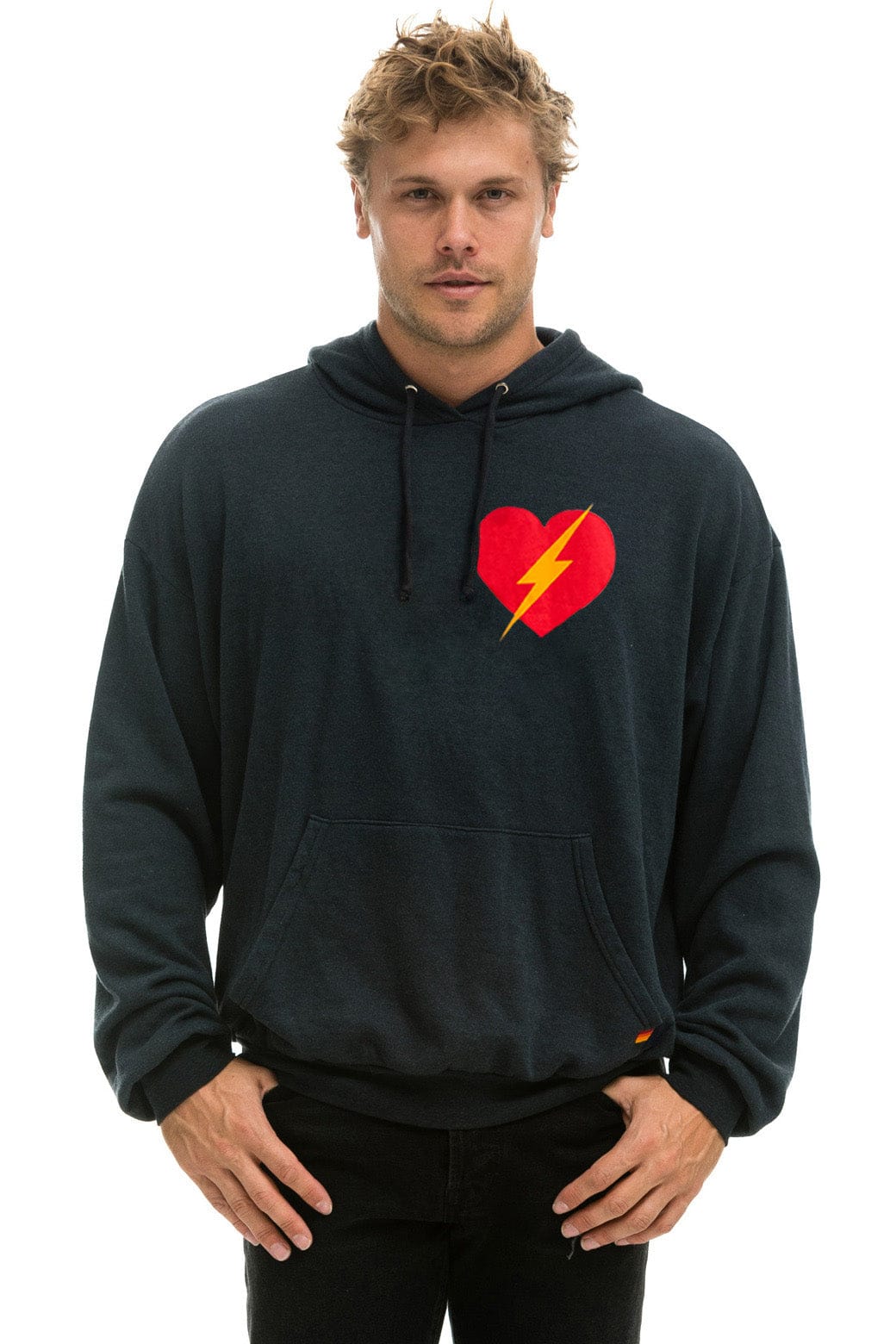 Classic BOLT HEART PULLOVER RELAXED HOODIE - CHARCOAL