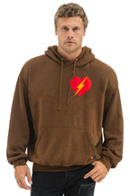 Classic BOLT HEART PULLOVER RELAXED HOODIE - CHOCOLATE