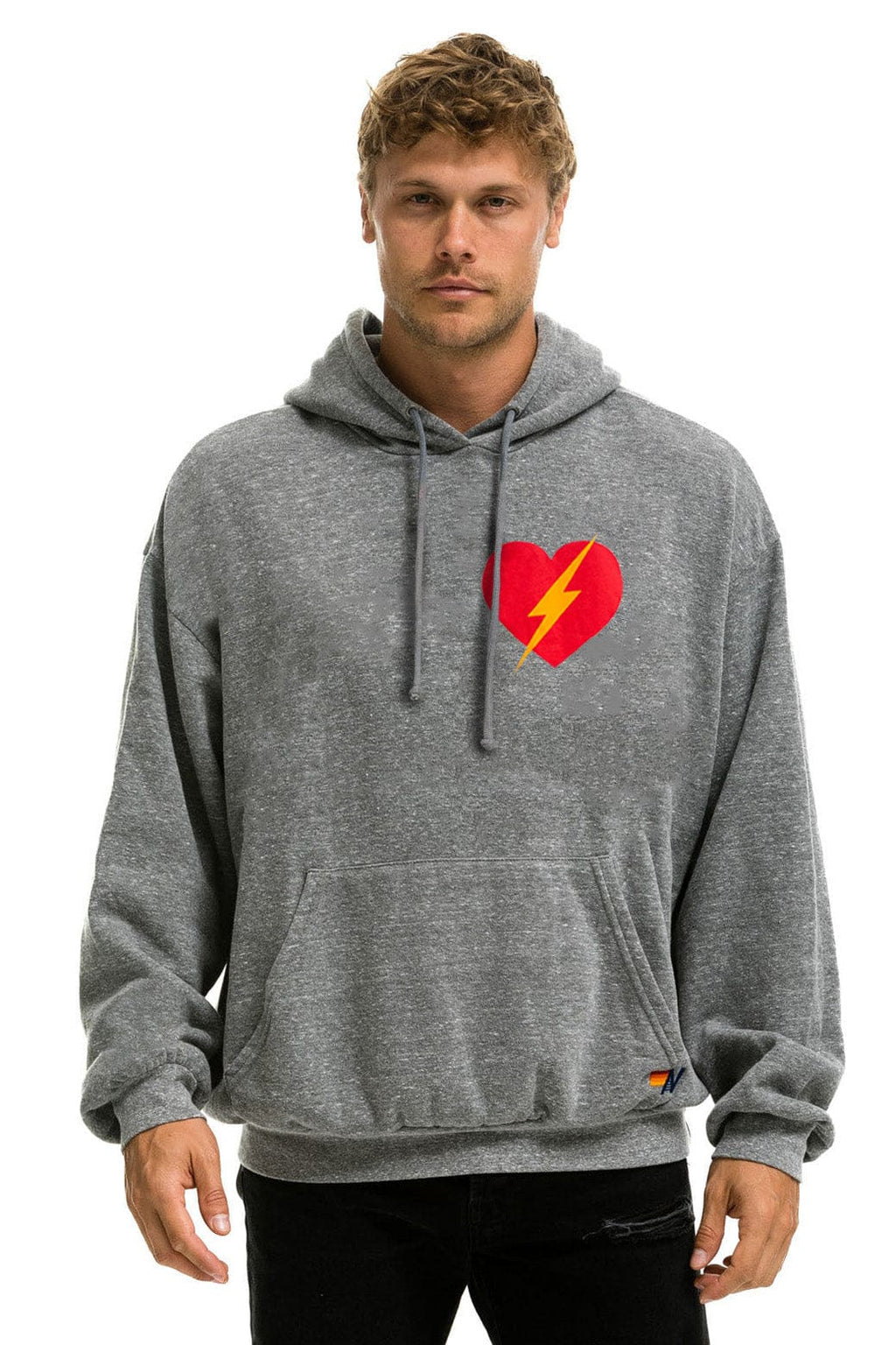 Classic BOLT HEART PULLOVER RELAXED HOODIE - HEATHER
