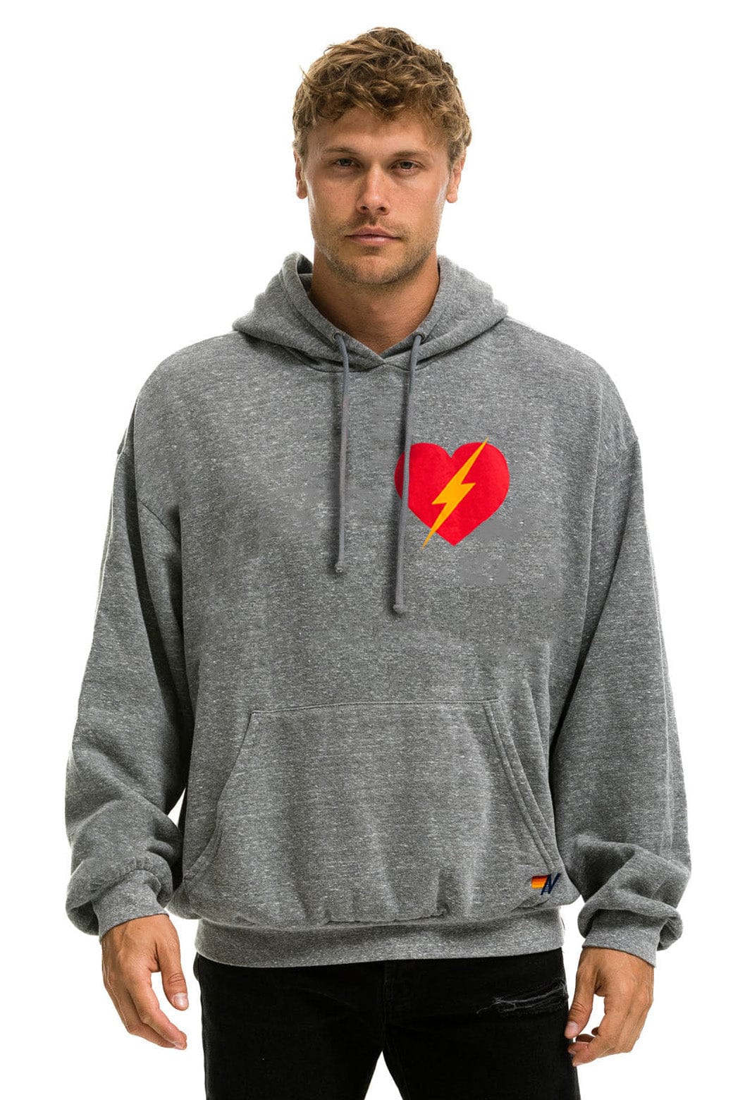 Classic BOLT HEART PULLOVER RELAXED HOODIE - HEATHER