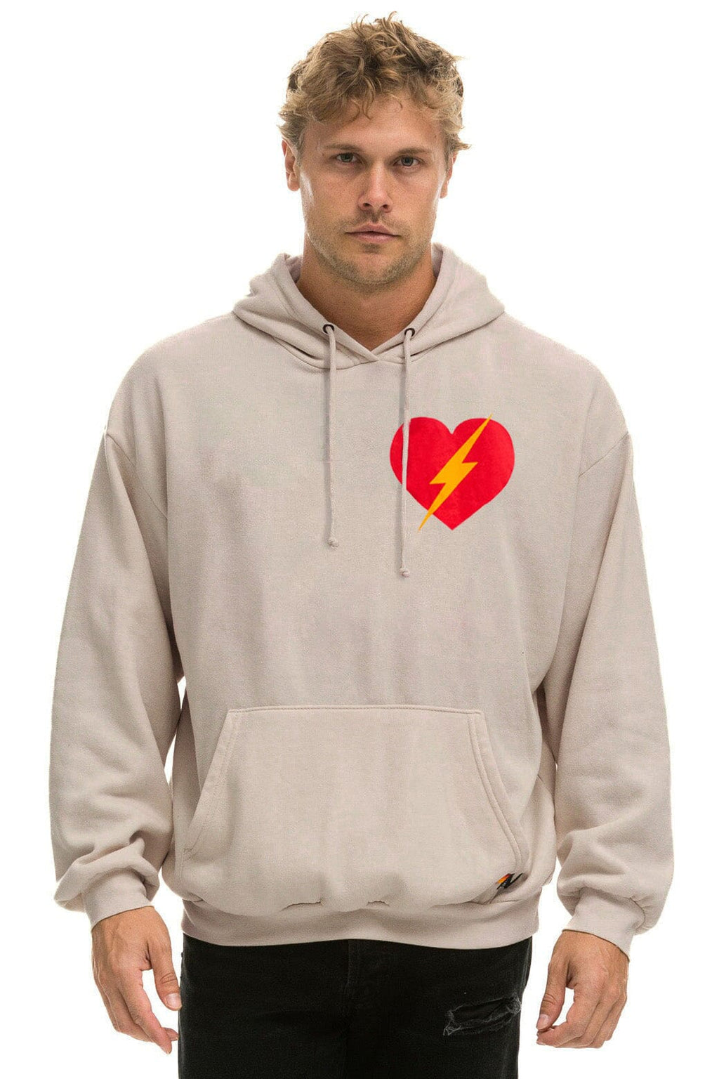 Classic BOLT HEART PULLOVER RELAXED HOODIE - SAND