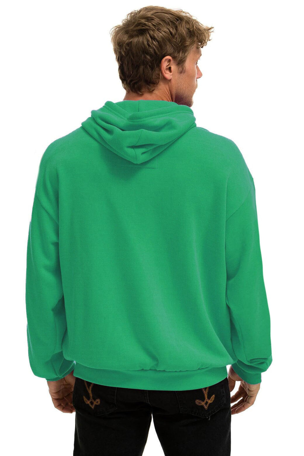 Classic BOLT STITCH RELAXED PULLOVER HOODIE - KELLY GREEN WHITE