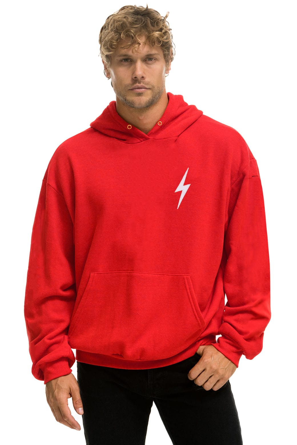 Classic BOLT STITCH RELAXED PULLOVER HOODIE - RED WHITE