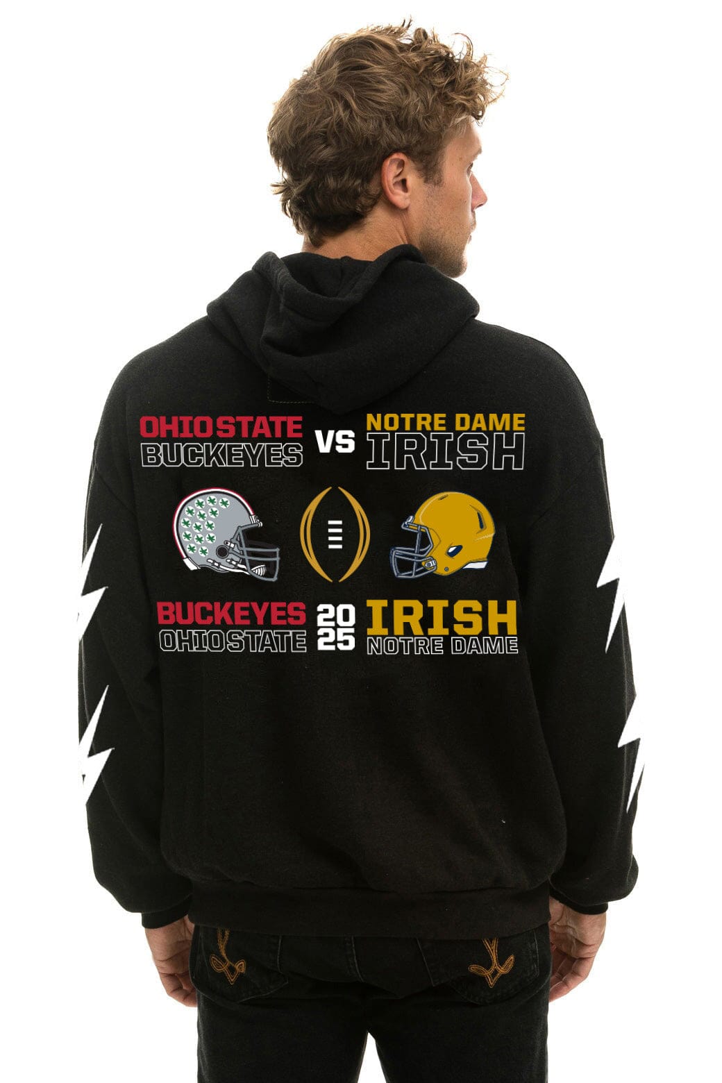 Classic CFP NATIONAL CHAMPIONSHIP TEAMS 2025 RELAXED PULLOVER HOODIE - BLACK