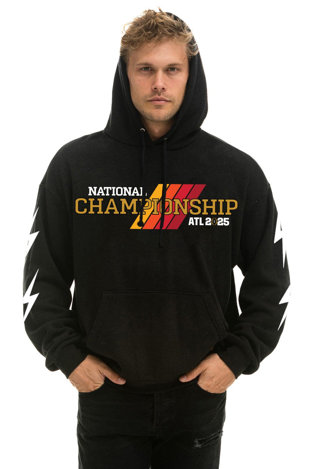 Classic CFP NATIONAL CHAMPIONSHIP TEAMS 2025 RELAXED PULLOVER HOODIE - BLACK