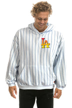 Classic LOS ANGELES DODGERS PINSTRIPE 2026 RELAXED PULLOVER HOODIE - WHITE BLUE