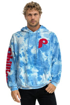 Classic PHILLIES HAND DYED RELAXED PULLOVER HOODIE - TIE DYE BLUE