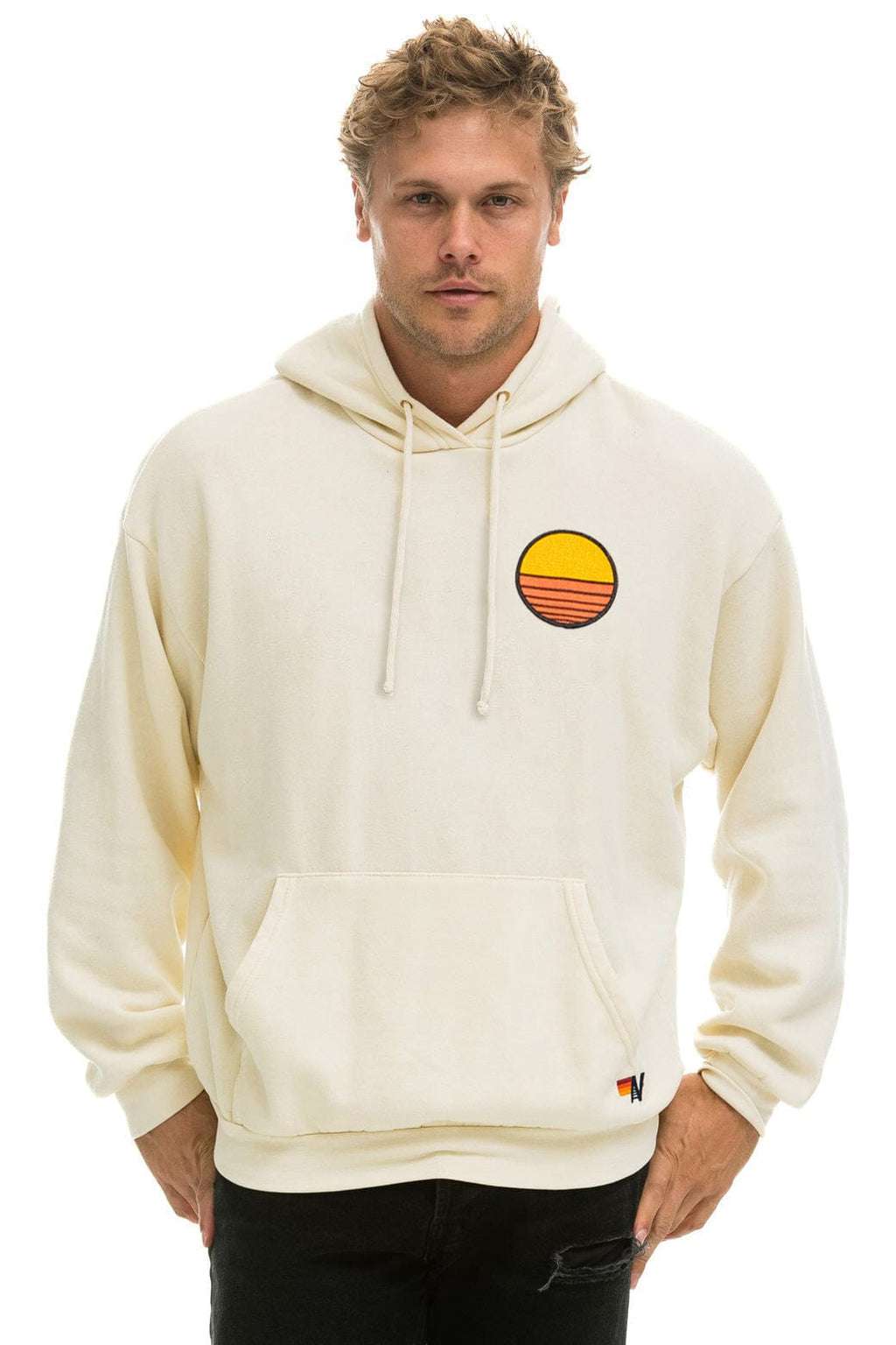 Classic SUNSET PATCH PULLOVER RELAXED HOODIE - VINTAGE WHITE