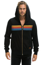 Classic 5 STRIPE HOODIE - BLACK