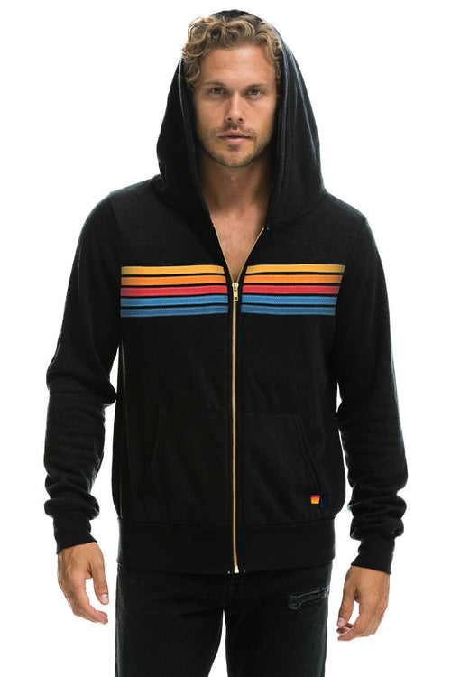 Classic 5 STRIPE HOODIE - BLACK