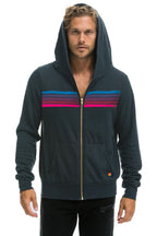 Classic 5 STRIPE HOODIE - CHARCOAL PINK PURPLE