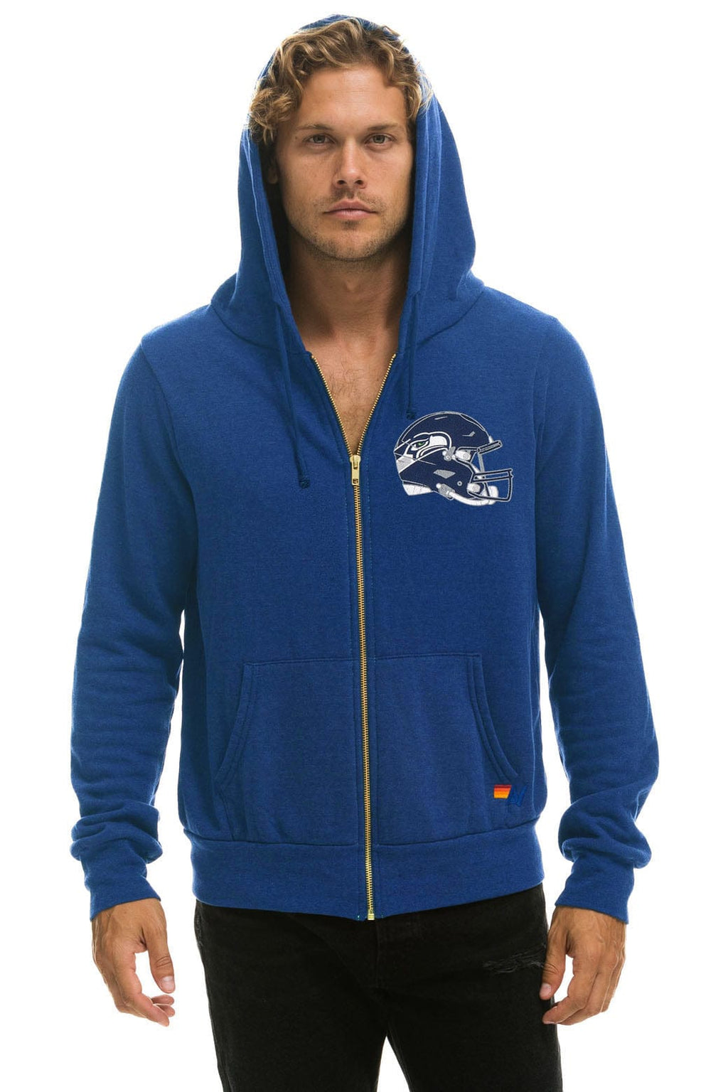 Classic SEATTLE SEAHAWKS HELMET ZIP HOODIE - ROYAL