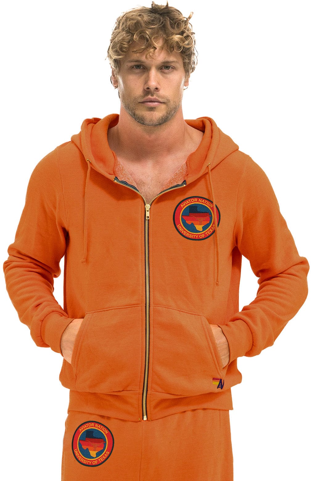 Classic UNIVERSITY OF TEXAS CIRCLE PRINT ZIP HOODIE - BURNT ORANGE